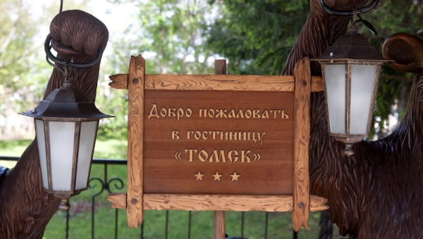 Деревянная скульптура гуляющих медведей появилась у томской гостиницы