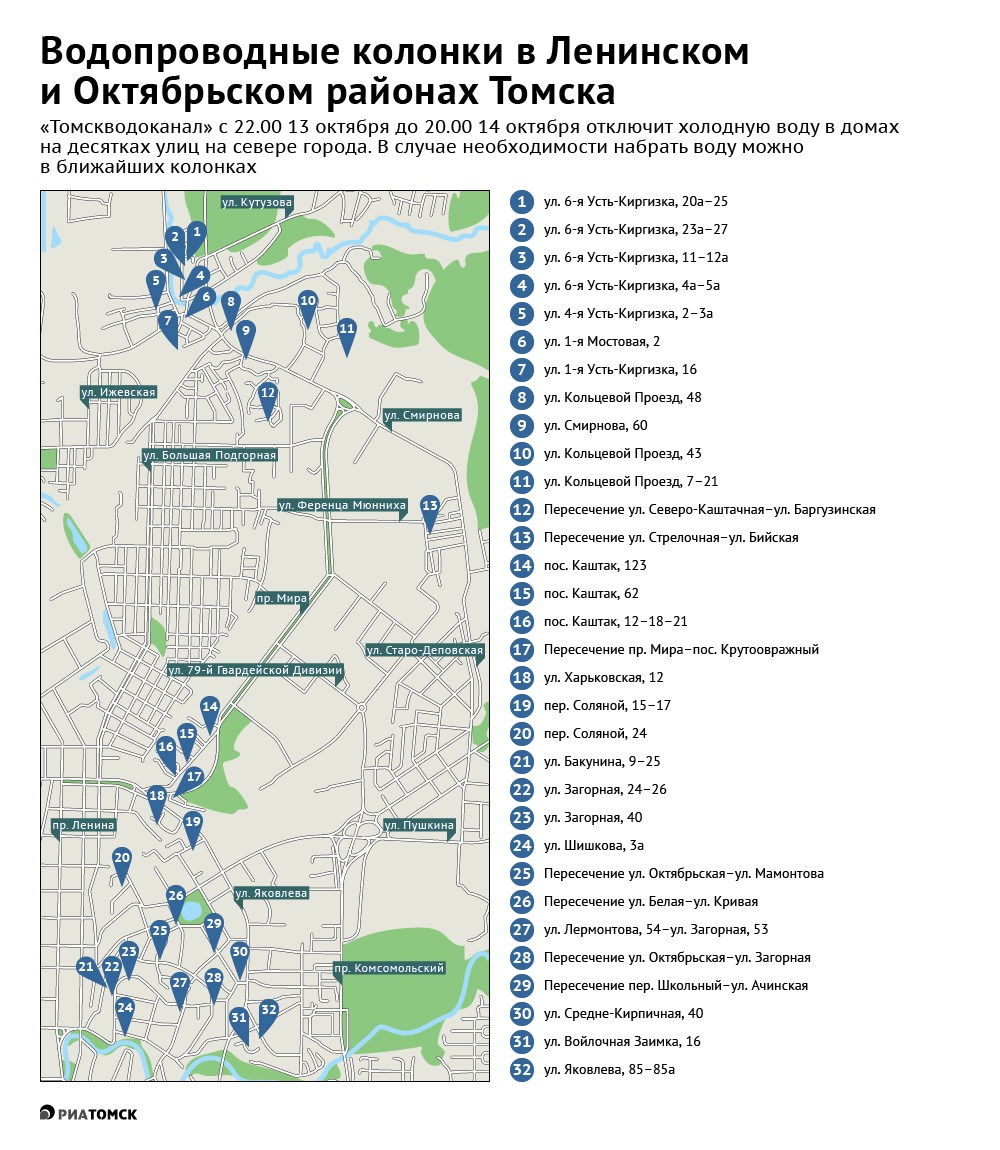 Бери ведро, неси домой: карта водопроводных колонок на севере Томска