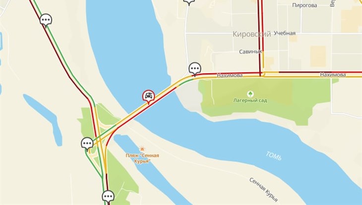ДТП на Коммунальном мосту в Томске спровоцировало 9-балльные пробки