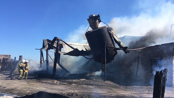 Крупный пожар площадью 1 тыс кв м произошел на пилораме в томском селе