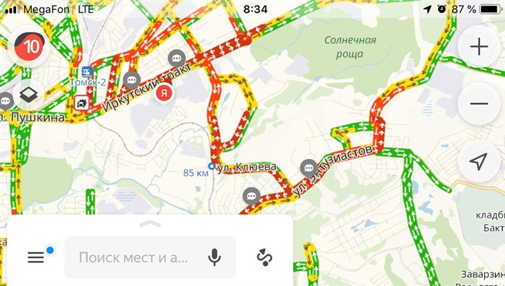 Карта пробок томск