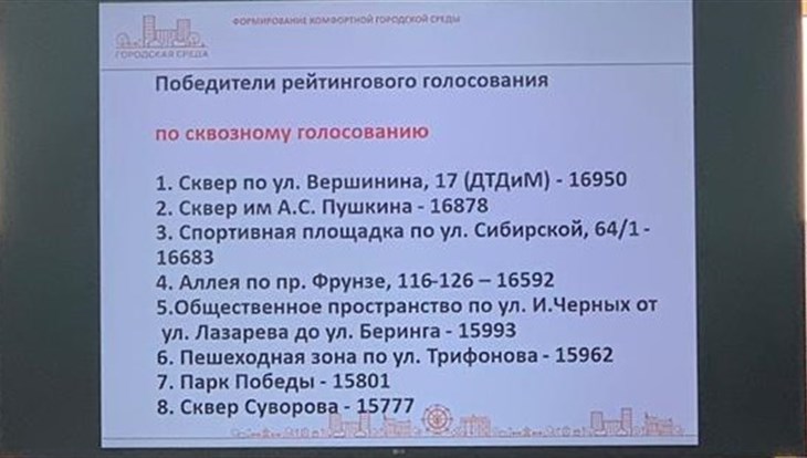 Томичи выбрали пространства, которые будут благоустроены в 2020г