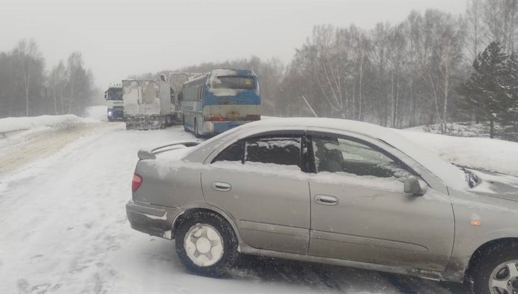 Автобус, три легковушки и два грузовика столкнулись под Томском