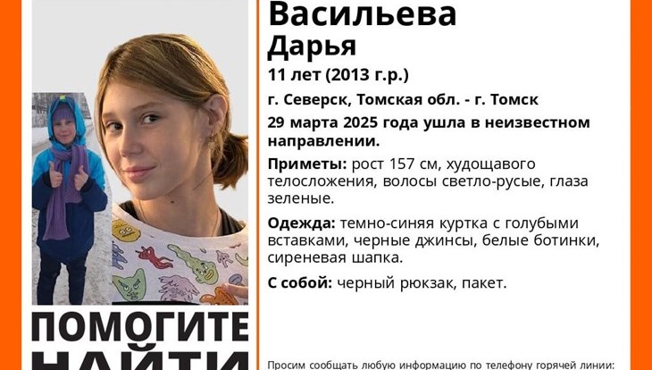 Волонтеры ищут в Северске и Томске пропавшую 11-летнюю девочку