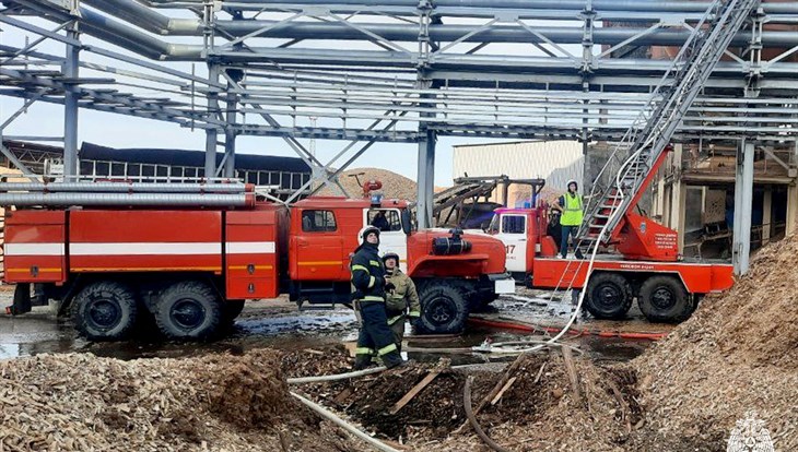 Пожар произошел на заводе по производству плит МДФ в Асине
