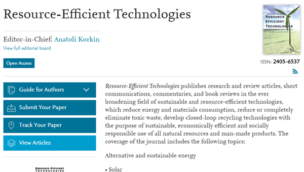 TPU and Elsevier put on the market magazine on resource efficiency