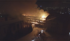 Как горело здание бывшего училища связи в Томске: видеоподробности