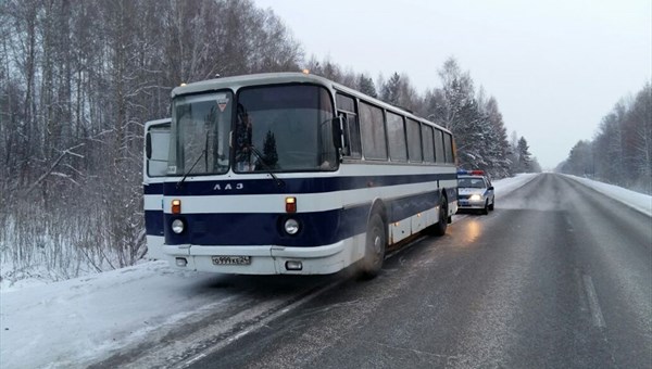 Сотрудники ГИБДД помогли отогреть замерзший на томской трассе автобус