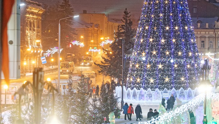 Главная елка зажглась на Новособорной площади в Томске