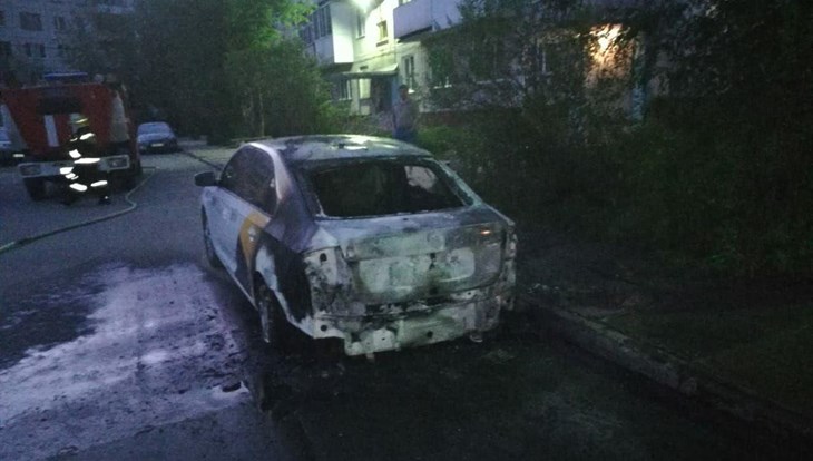 Такси сгорело ночью во дворе жилого дома в Северске, возможен поджог